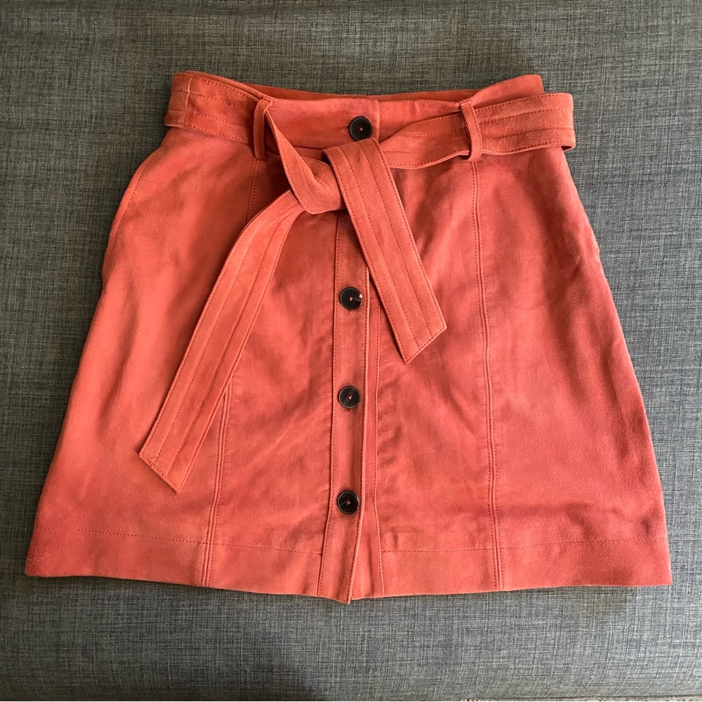 Joie salmon pink Suede leather skirt size 0